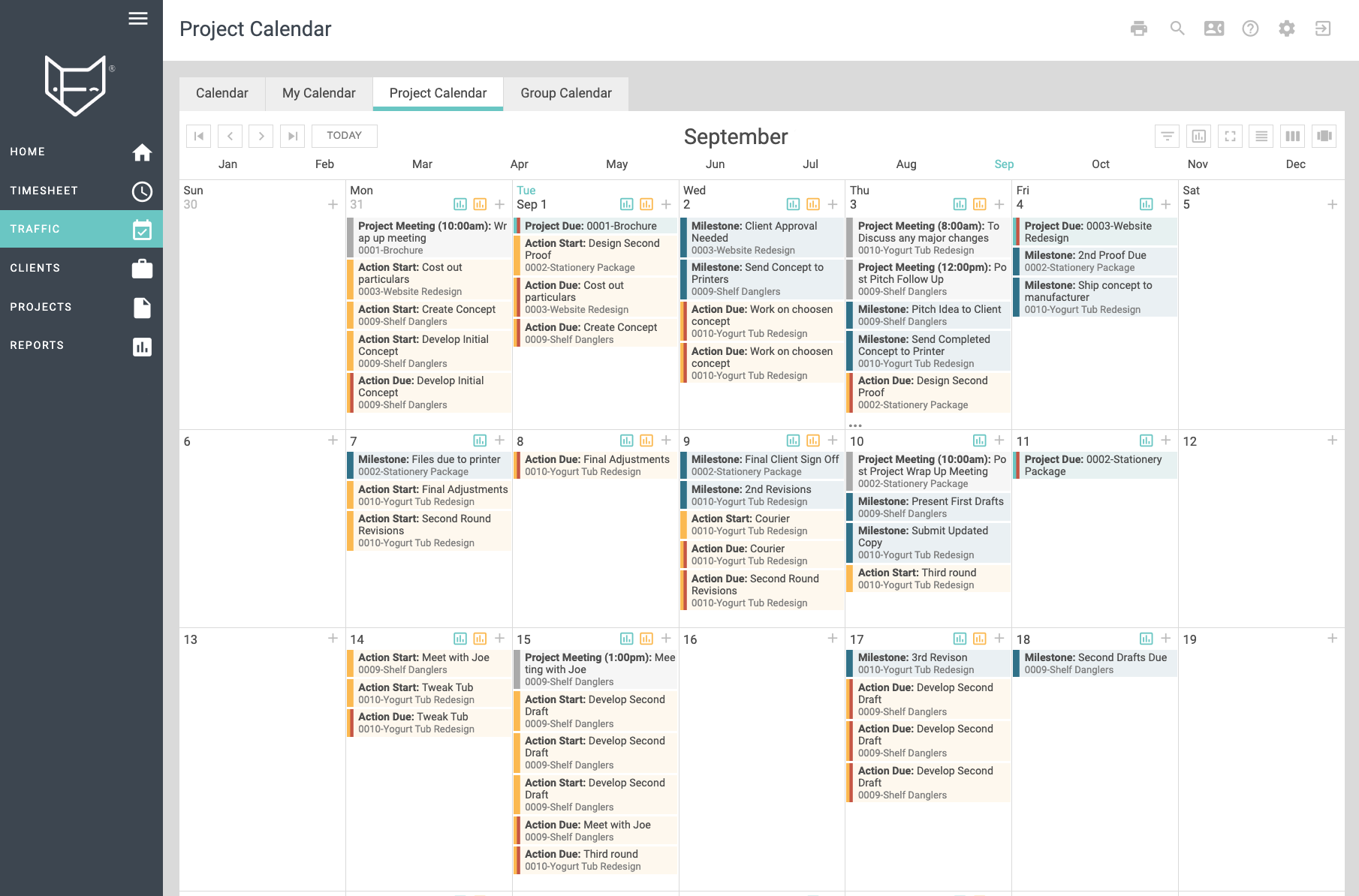 FunctionFox Calendar: Choose to view all your system calendars in one view, or view individually. Your account includes a Personnel Calendar, Group Calendar, as well as a Project Calendar for Premier accounts.