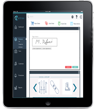 Rentrax Software - Signatures can be captured for contracts using the electronic signature tool