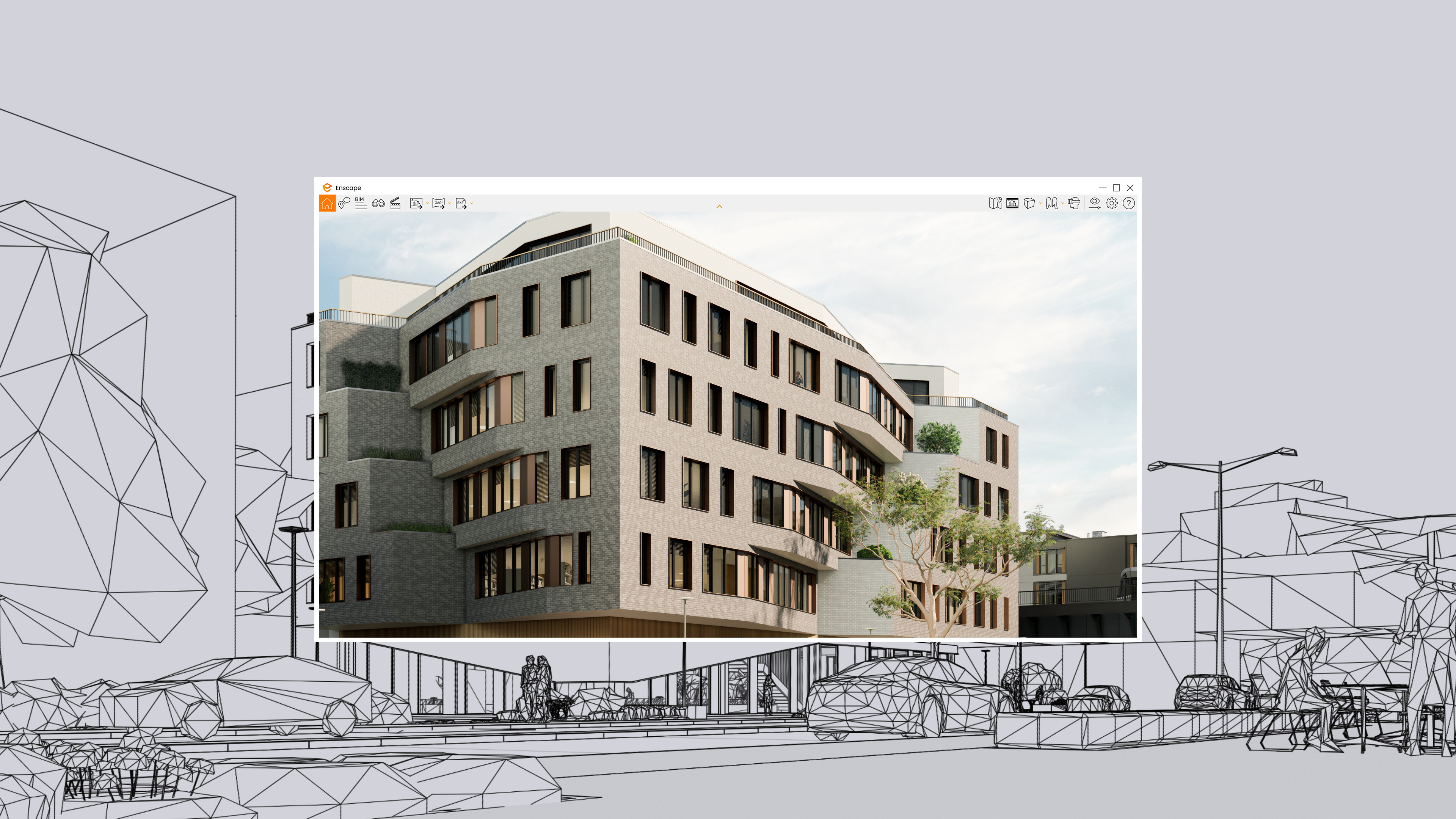 With Enscape, BIM modeling and visualization are finally united. Unlike other renderers, you don’t have to stop design to create high-quality visuals.