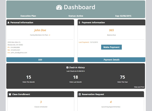 Compete screenshot: Jonas Compete dashboard shows member's family plans and their payment status