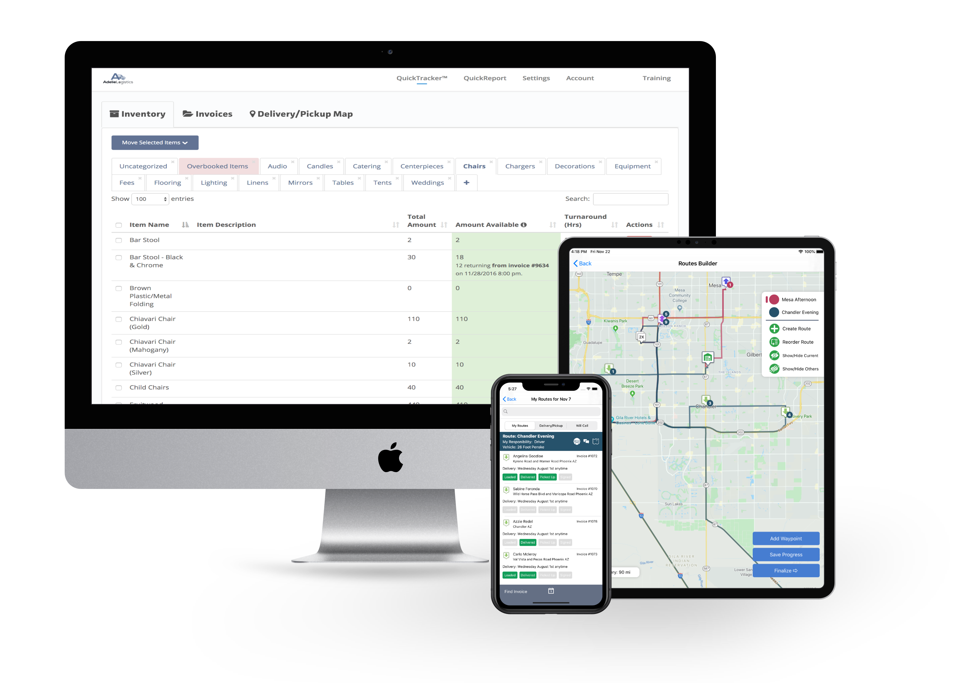 RentKit screenshot: RentKit inventory
