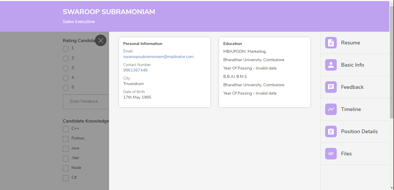 Talentpool screenshot: Ask Maya- Virtual Recruiter