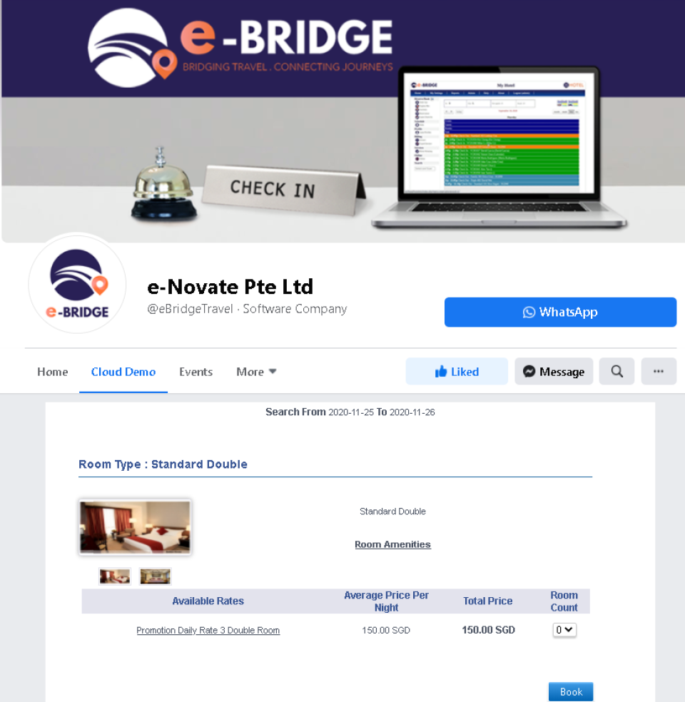 e-Bridge screenshot: Facebook Web App