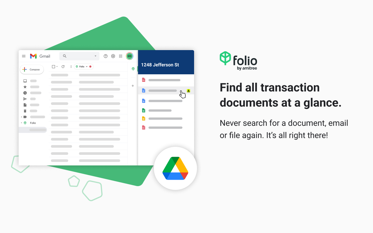 Find all transaction documents at a glance. Never search for a document, email or file again. It's all right there!