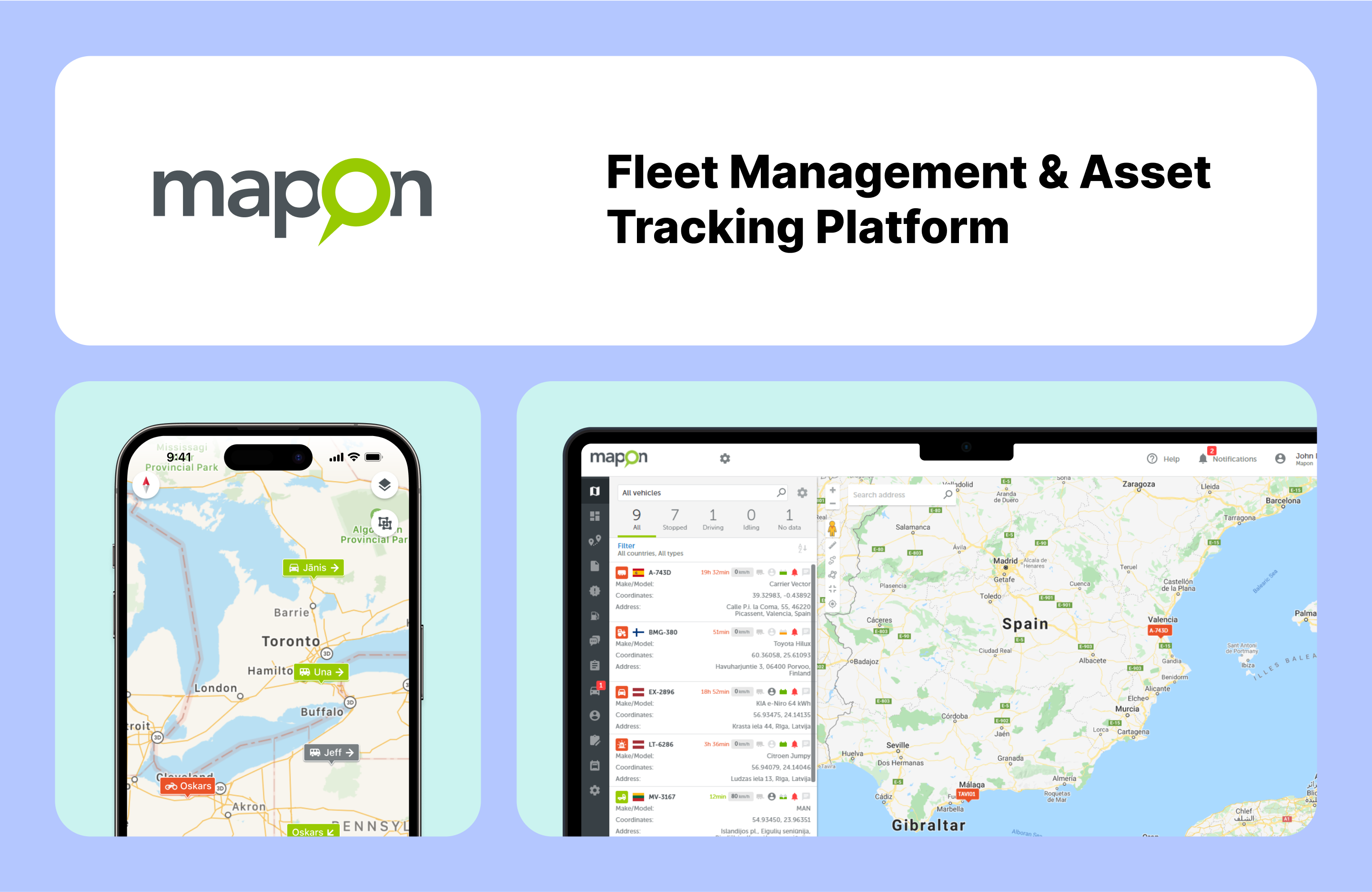 Mapon screenshot: Mapon platform