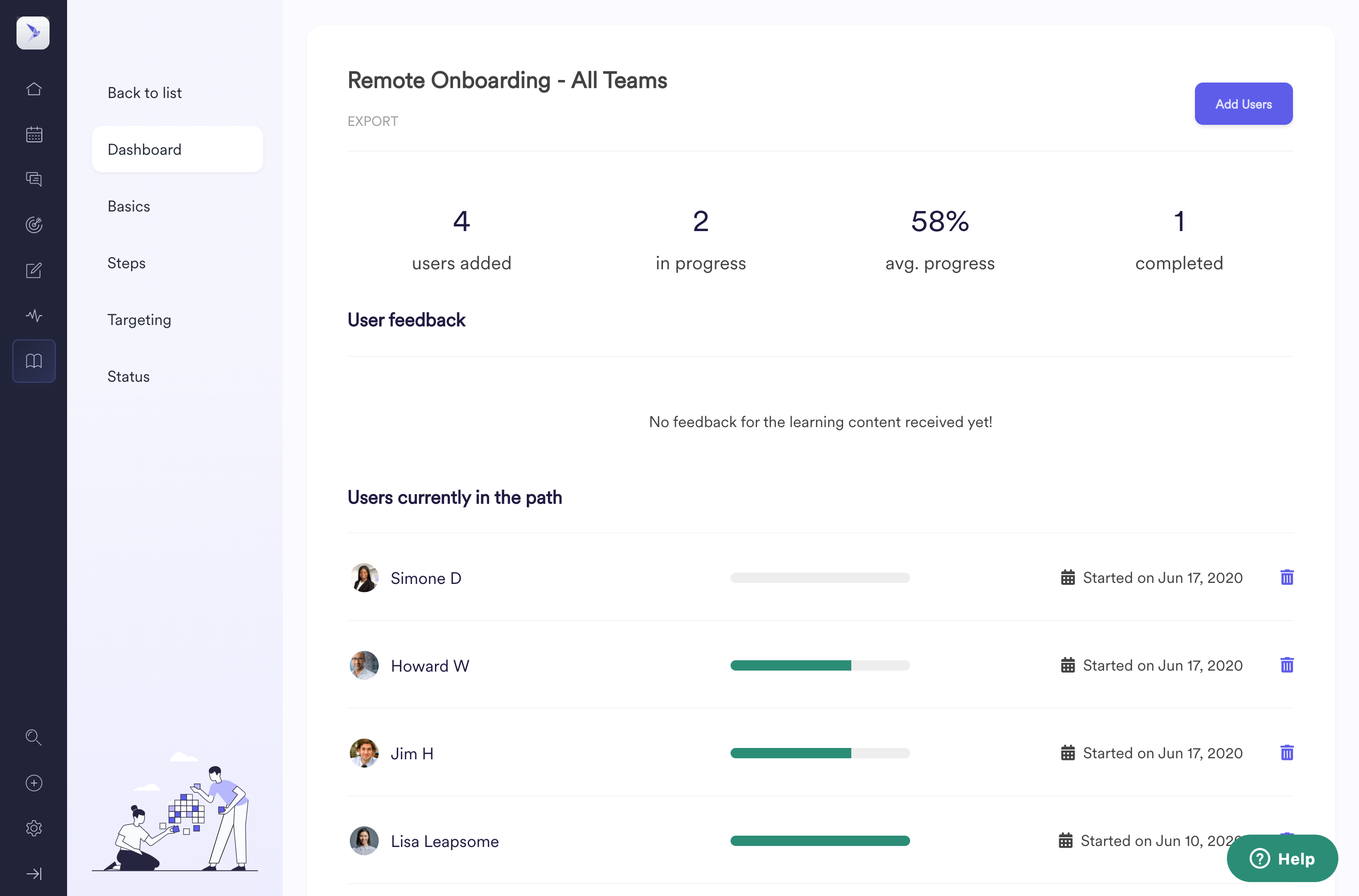 Leapsome Software - Learning & Onboarding - Dashboard