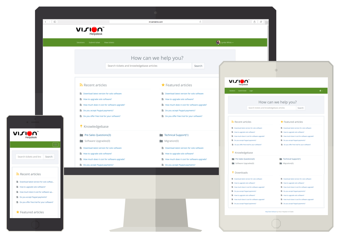 Vision Helpdesk Software - Vision Helpdesk Responsive Client Portal