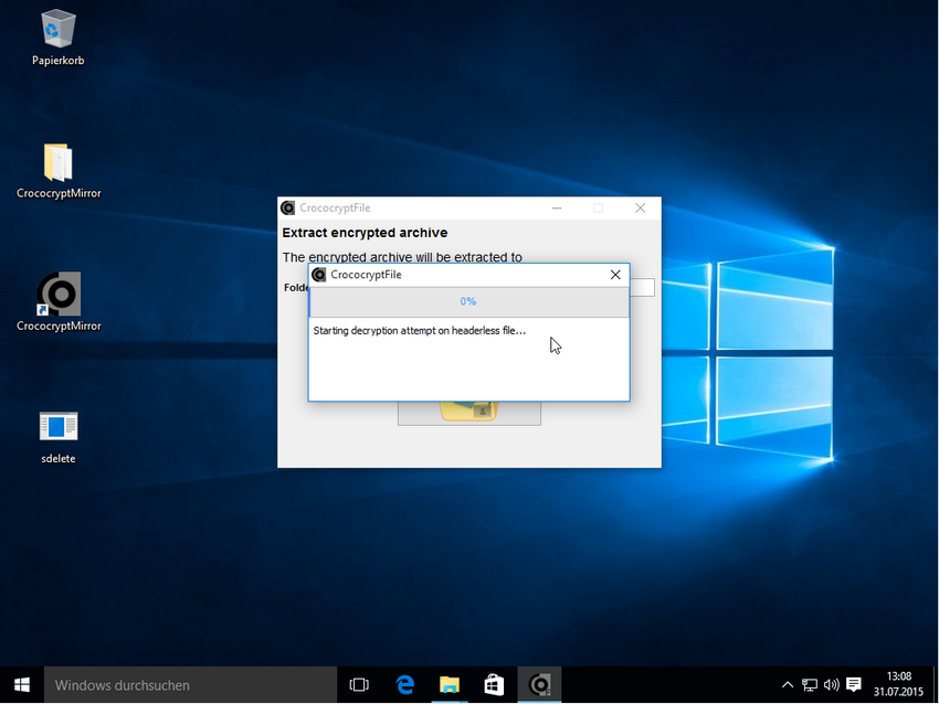 Decryption in Windows 10