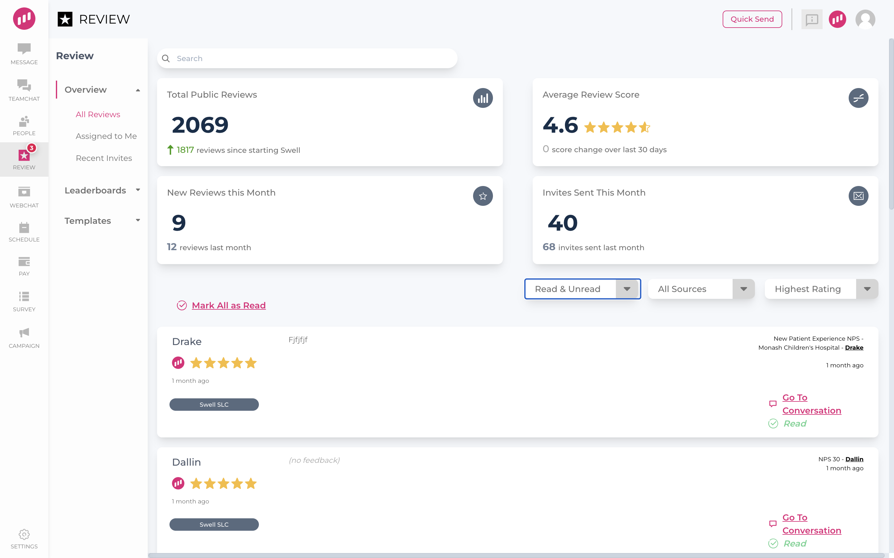 Rank higher in search results by sourcing reviews with Swell Review’s automated messages.