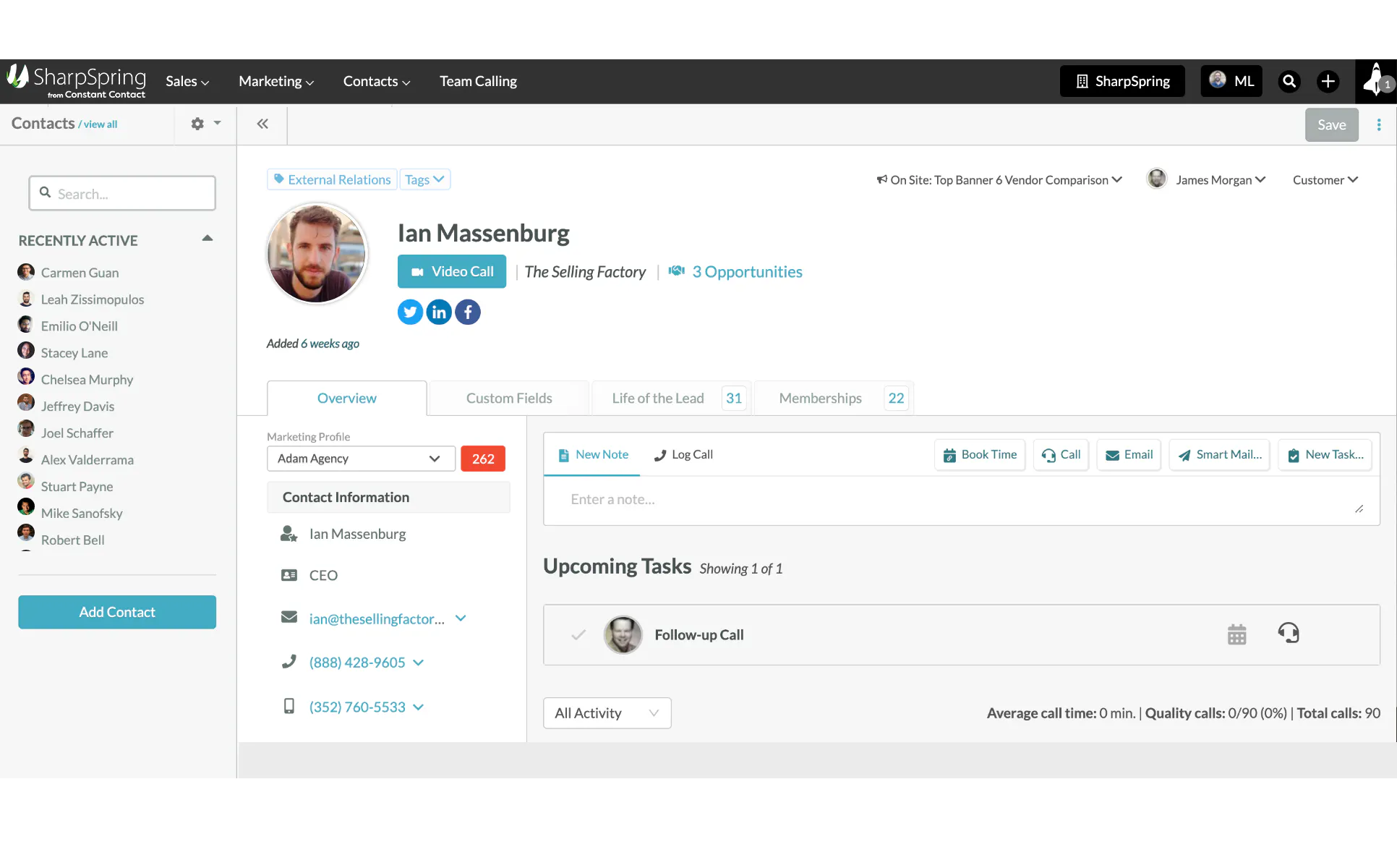 Gather all of the important data on prospects in one place, including contact information, site visits, list memberships, social notes, email interactions and lead score.