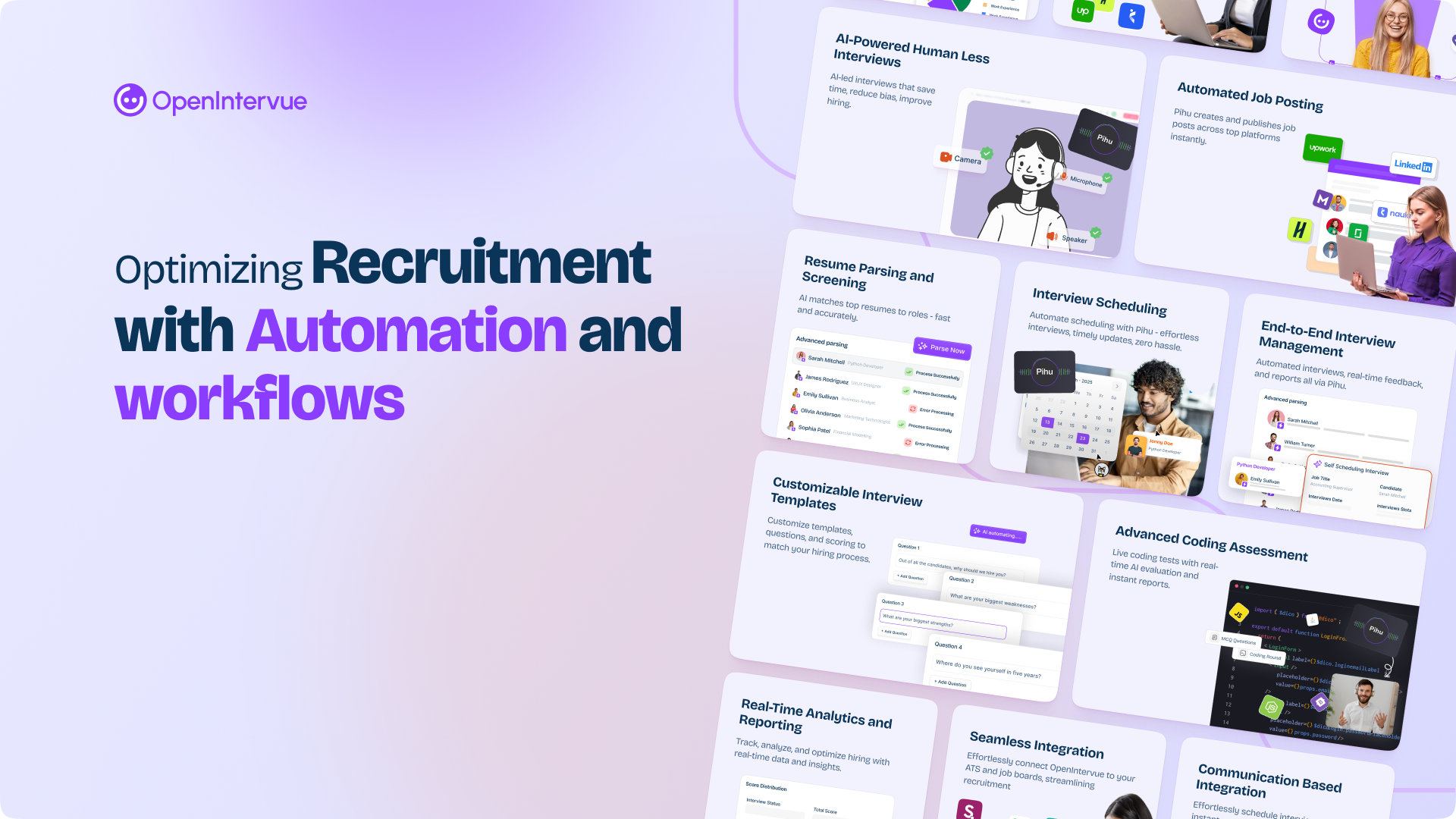 OpenIntervue screenshot: OpenIntervue transforms recruitment with automated interview intelligence, enabling faster, fairer, and more efficient hiring decisions