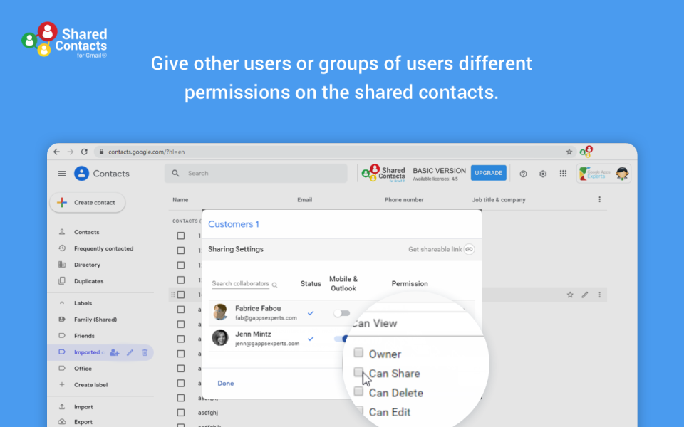 Shared Contacts for Gmail Software - 3