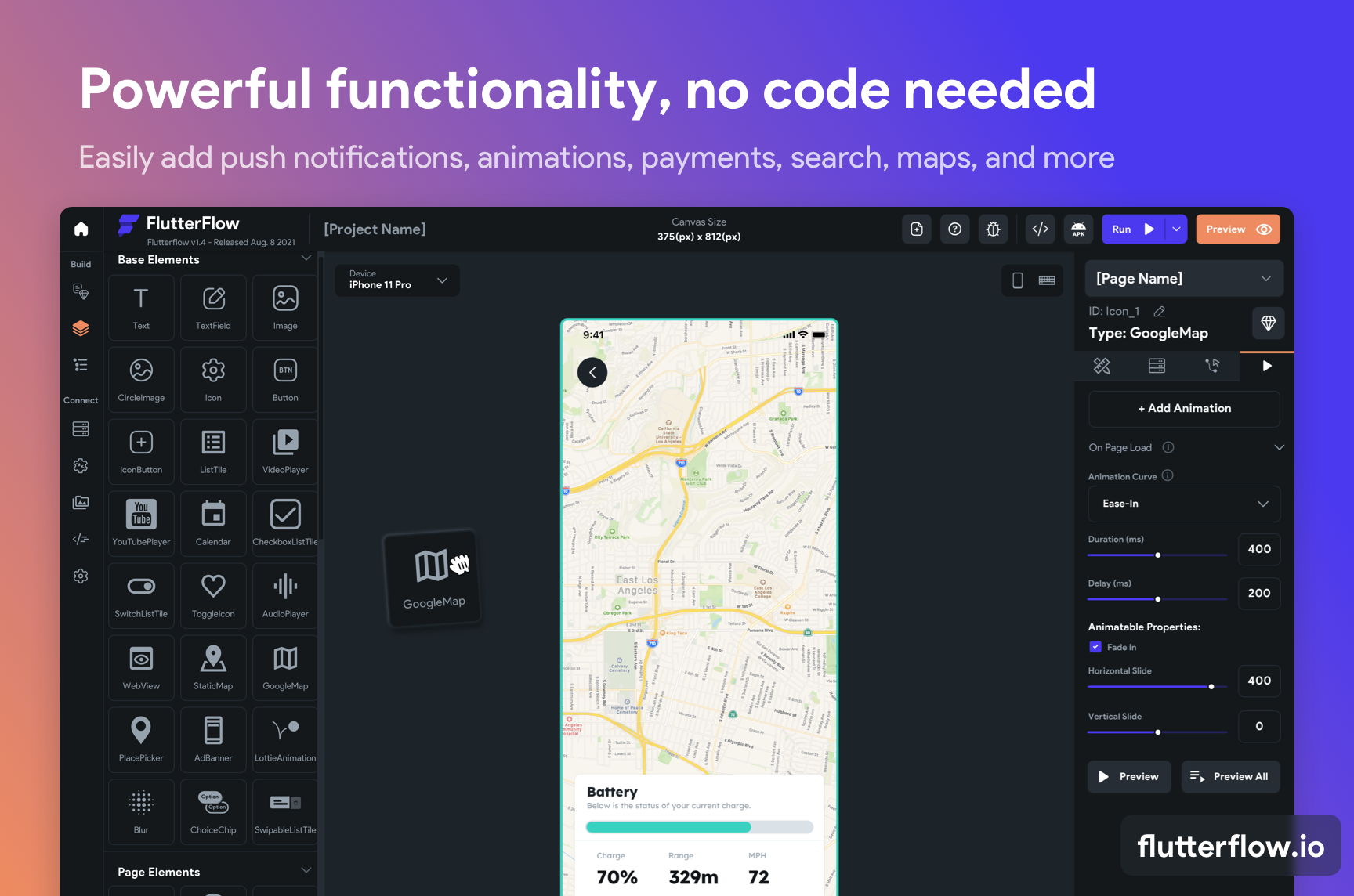 FlutterFlow Software - Low-Code Without Limitations. FlutterFlow supports push notifications, animations, payments, search, maps, and more!