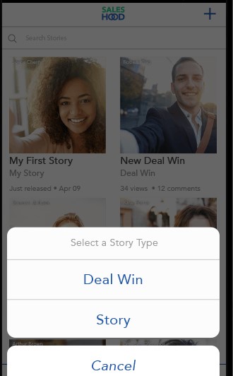 SalesHood deal-win story sharing screenshot