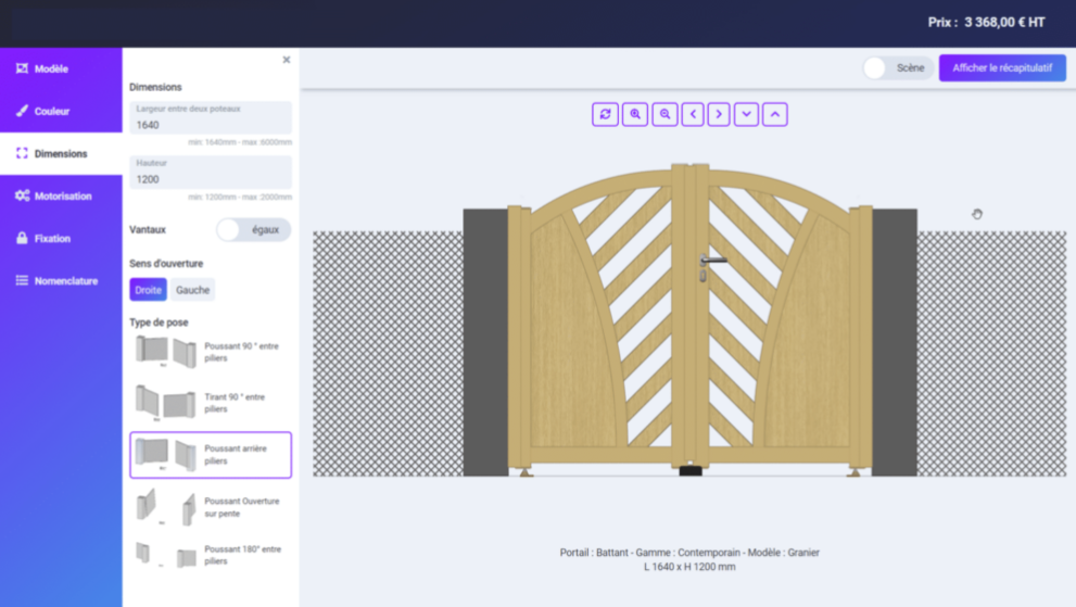 Visiativ CPQ screenshot: Visiativ CPQ visualize products