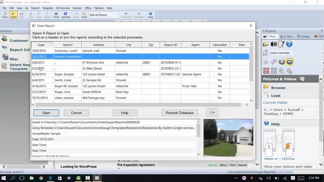 HomeGauge Software - HomeGauge open report
