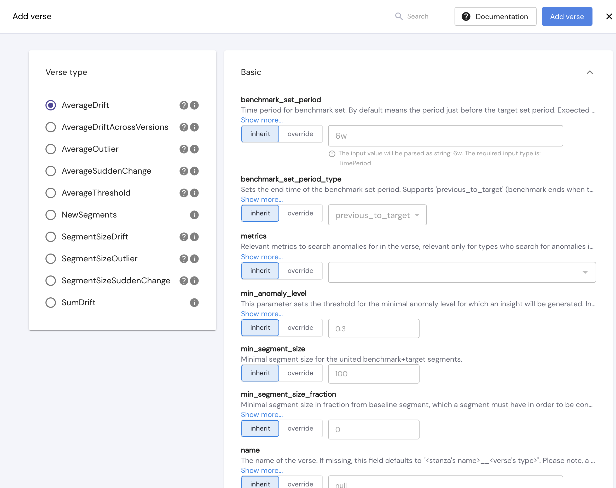 Mona screenshot: Different types of anomaly detection