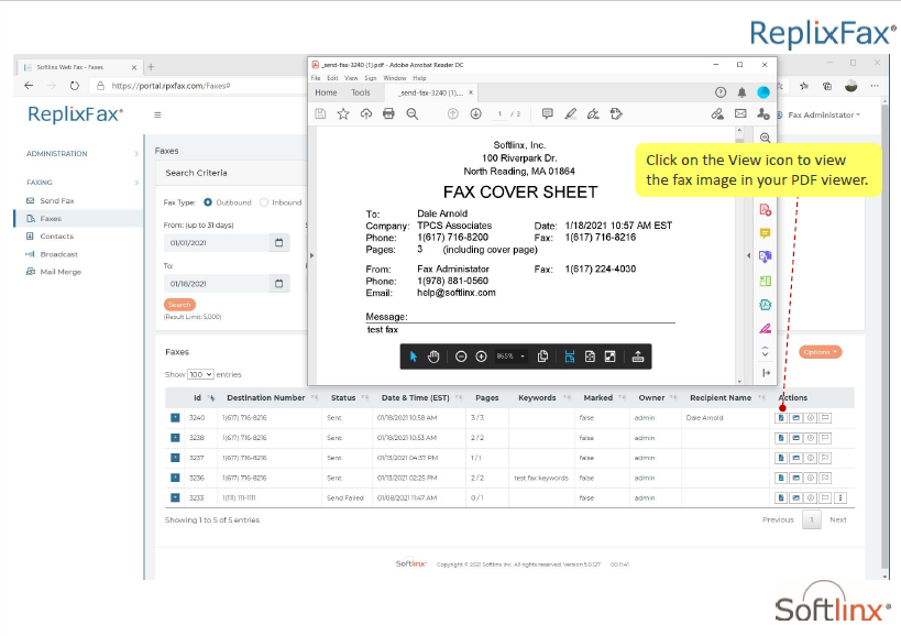 ReplixFax Software - Fax Cover Sheet