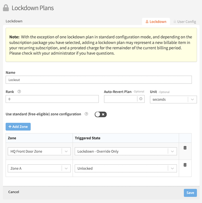 Openpath create lockdown plan