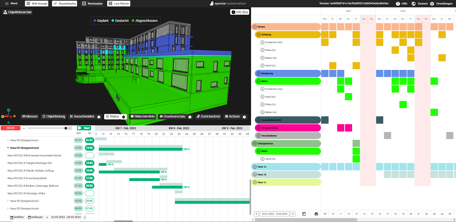 Specter Software - Specter Software overview with the weekly schedule