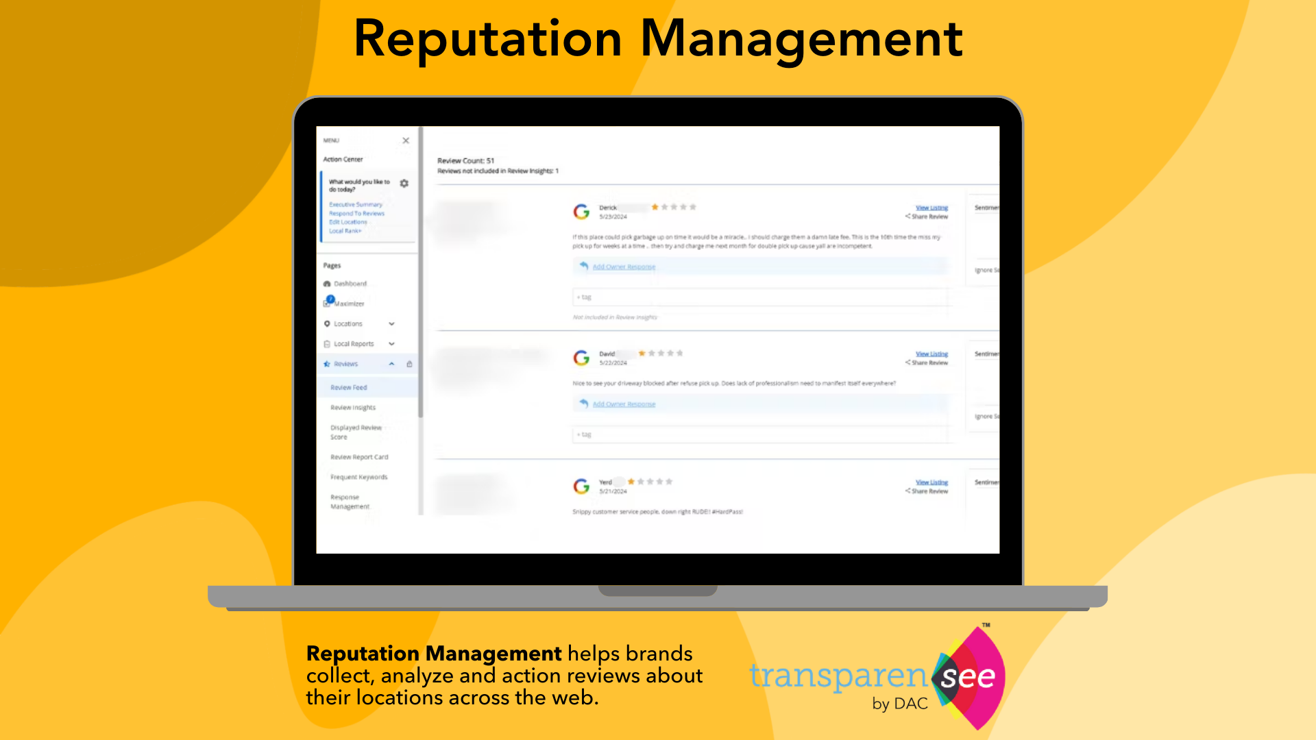 TransparenSEE Software - Reputation Management - Reputation Management helps brands collect, analyze and action reviews about their locations across the web