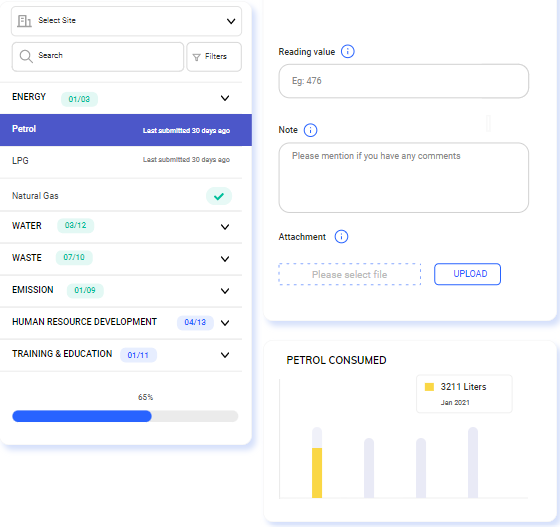 Updapt ESG screenshot: Track ESG data