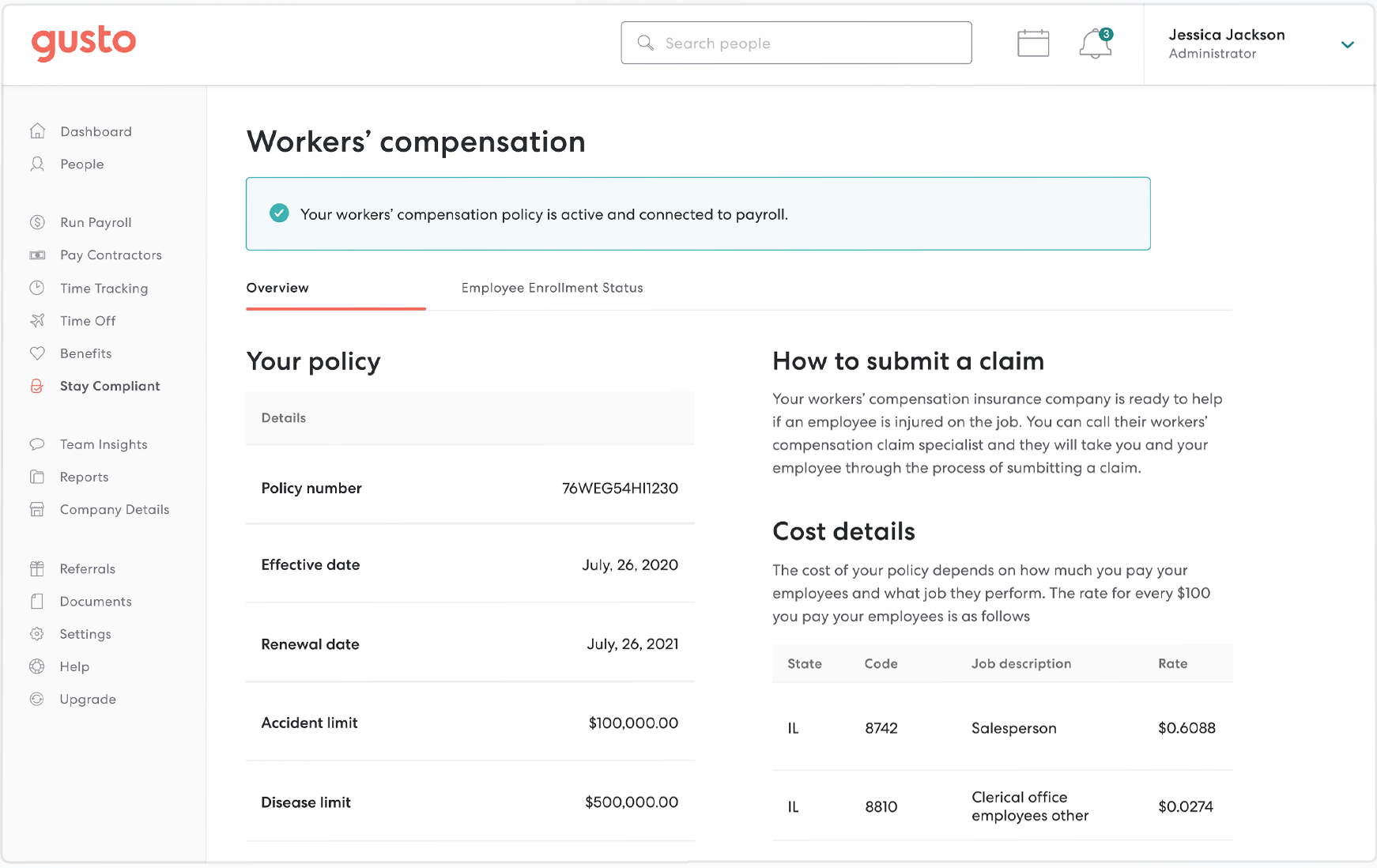 Gusto Software - Gusto workers compensation