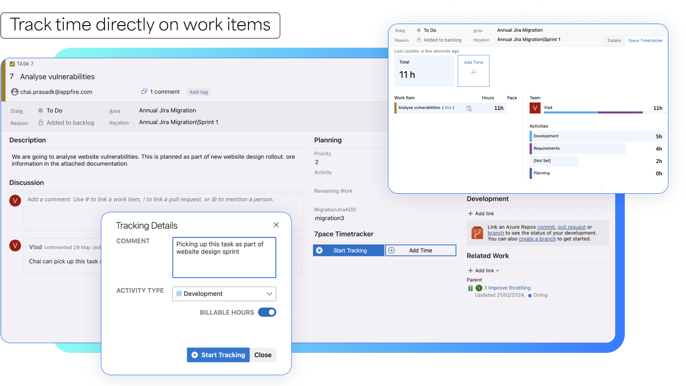 7pace Timetracker Software - Track time directly on work items in Azure DevOps.