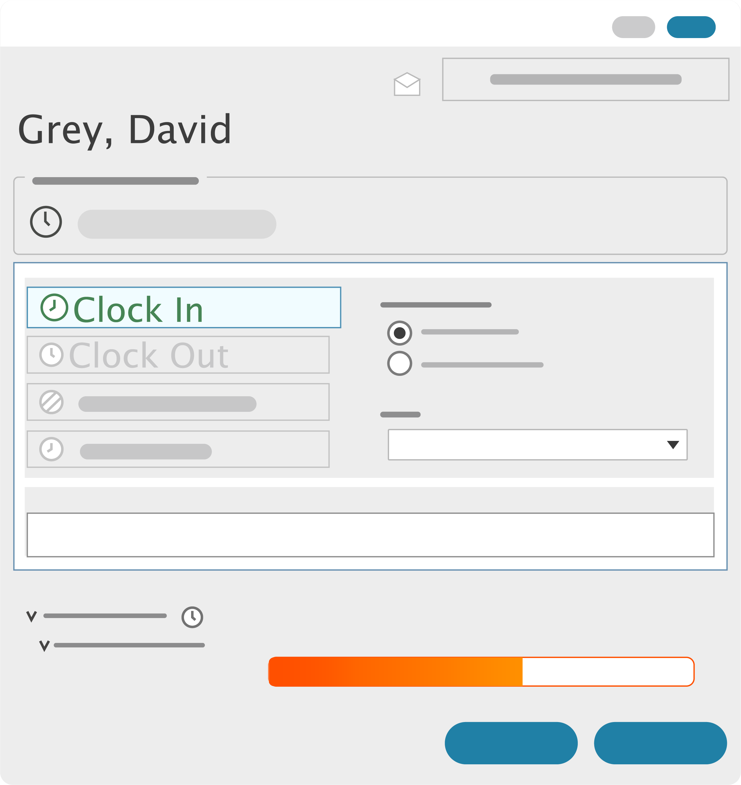 TimeClick Software - Clock in and out in seconds. Password requirement included but optional. See how close you are to hitting overtime and prevent it quickly. Clock in to a job or department easily and see messages from your employees or boss.