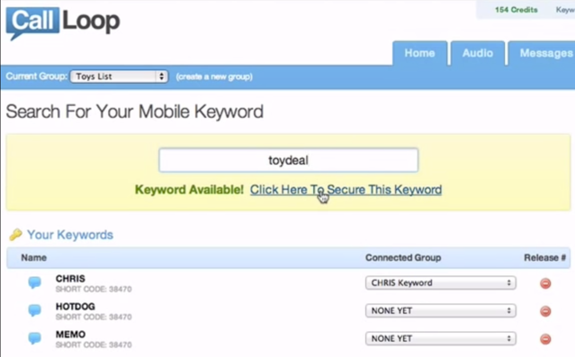 Search for available keywords