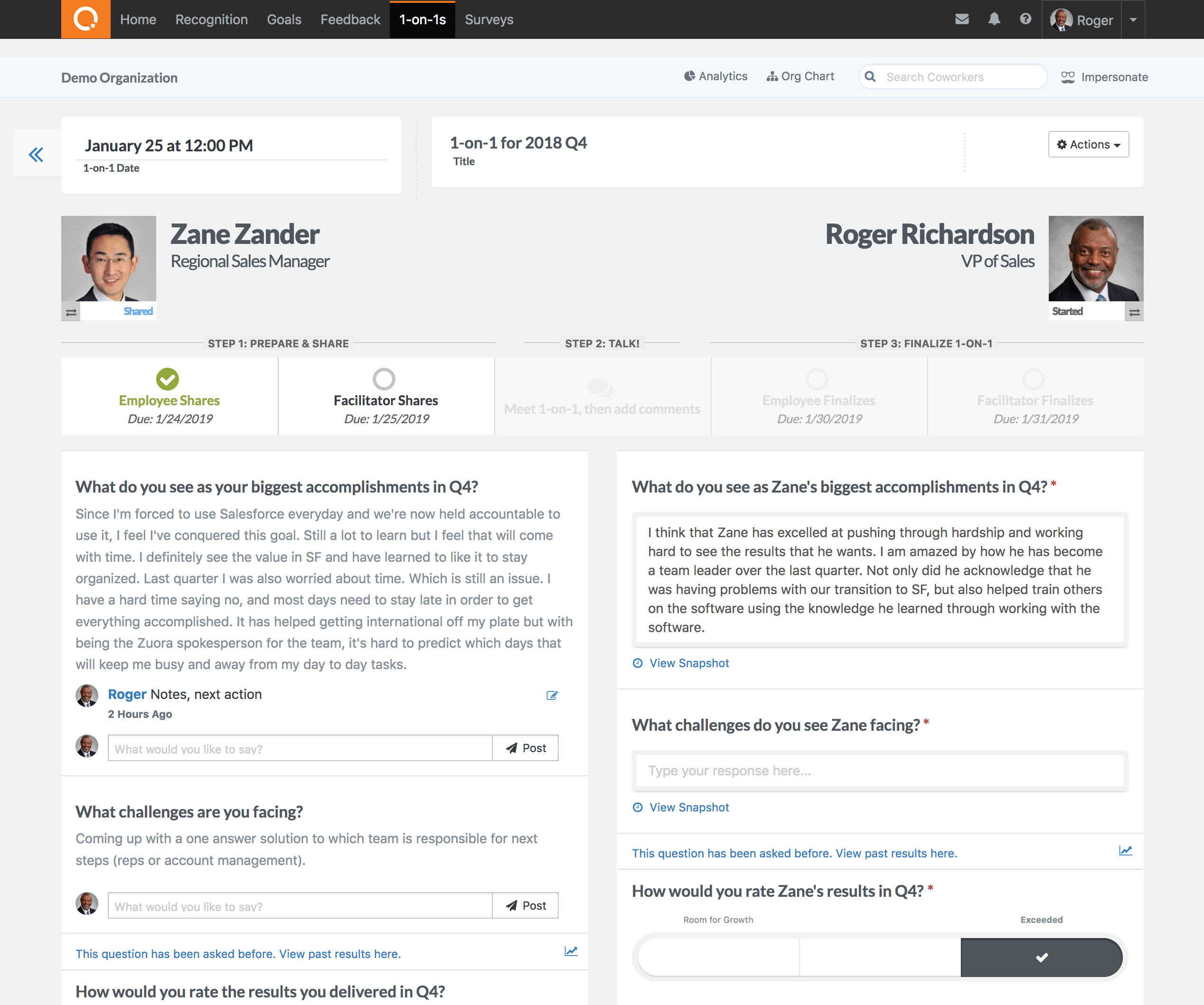 Quantum Workplace Software - 1-on-1 Conversations