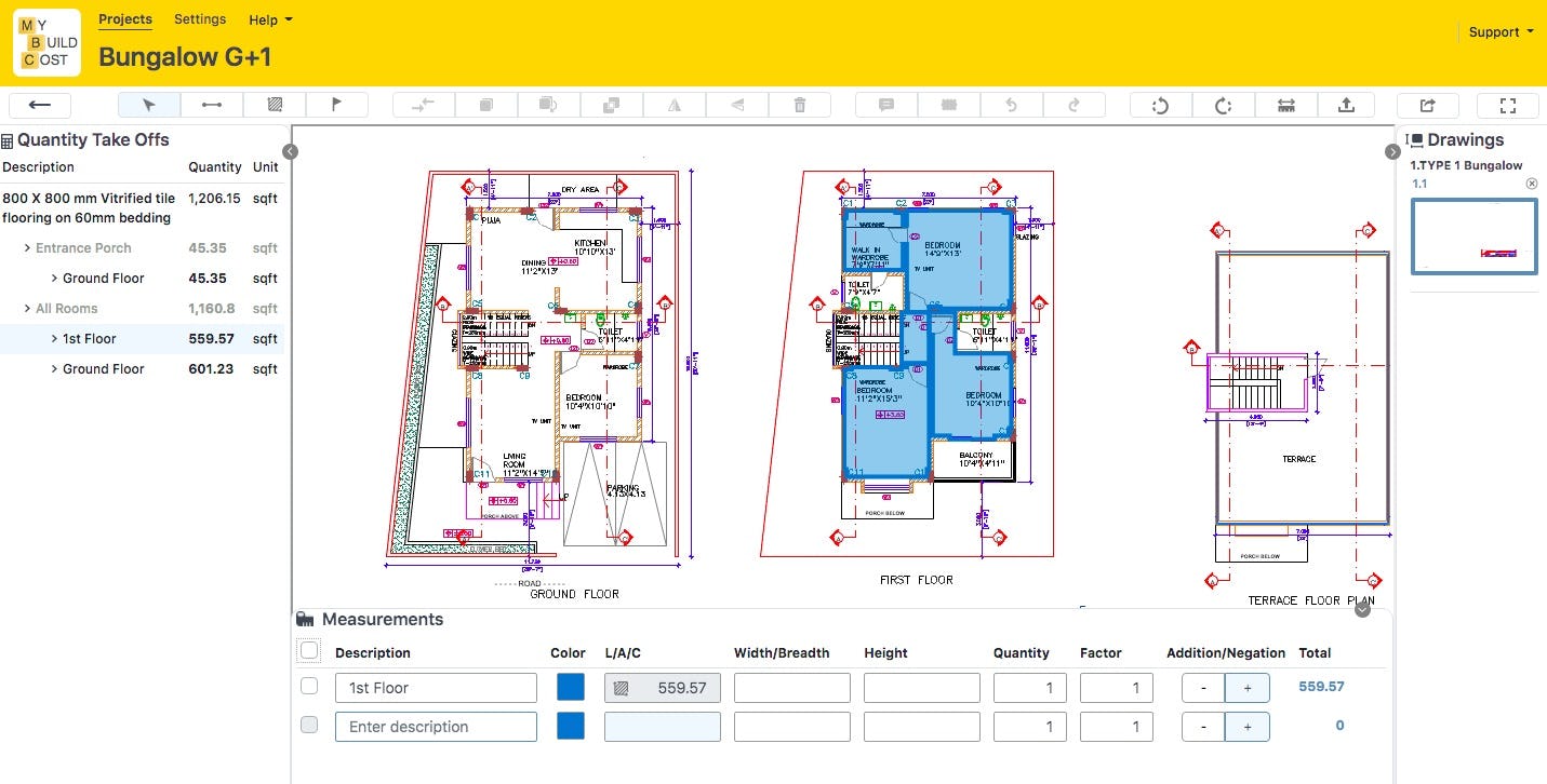 My Build Cost Software - Digital take- off for faster estimations.