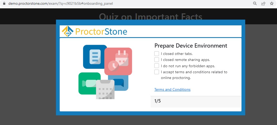 ProctorStone - Online Exam Security and Proctoring for Exams, Meetings, Training, Classroom - Onboarding