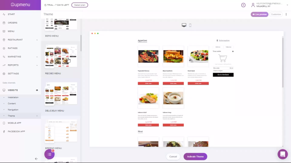 UpMenu menu themes