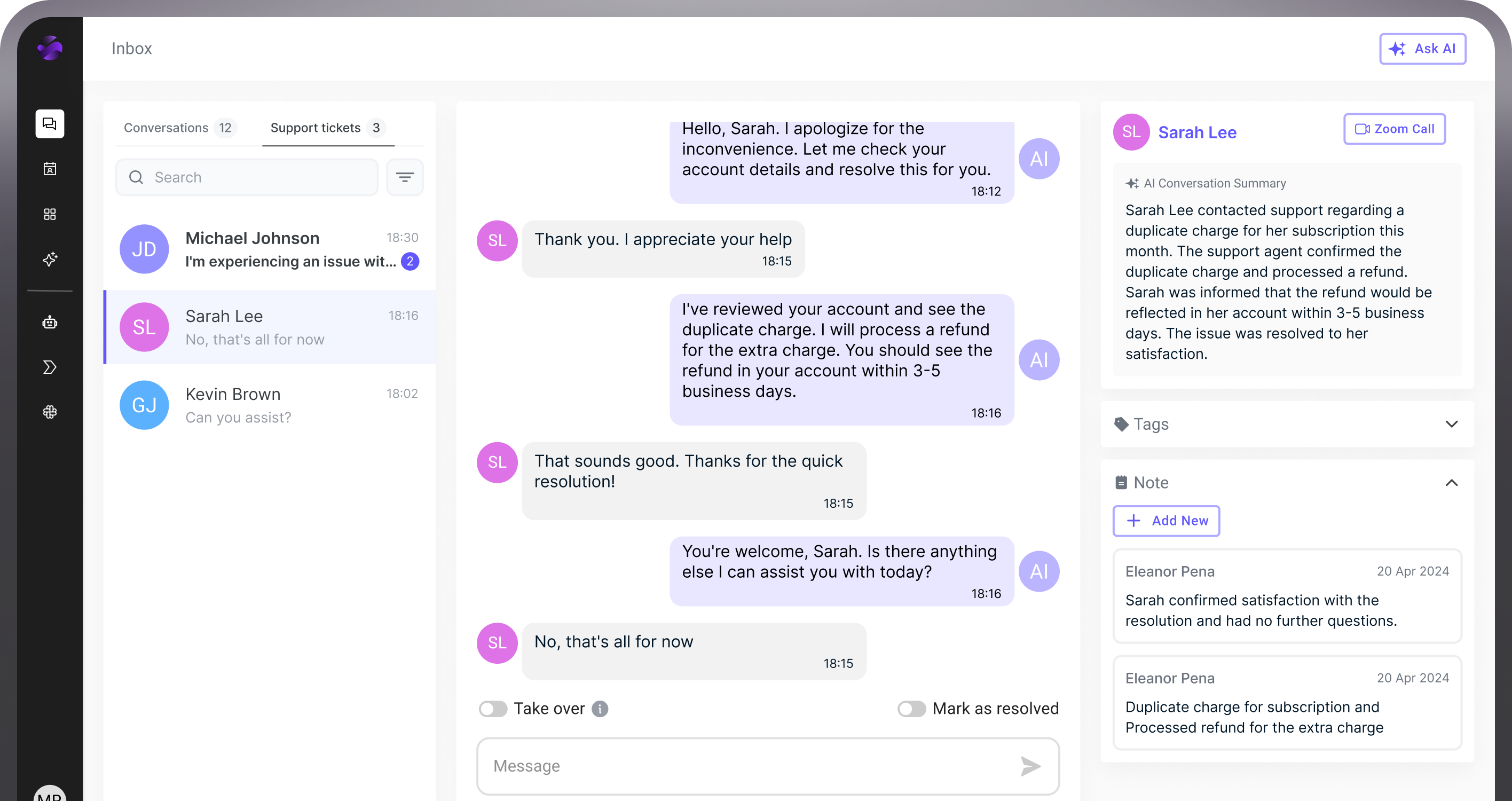 Intelswift screenshot: Intelswift tickets
