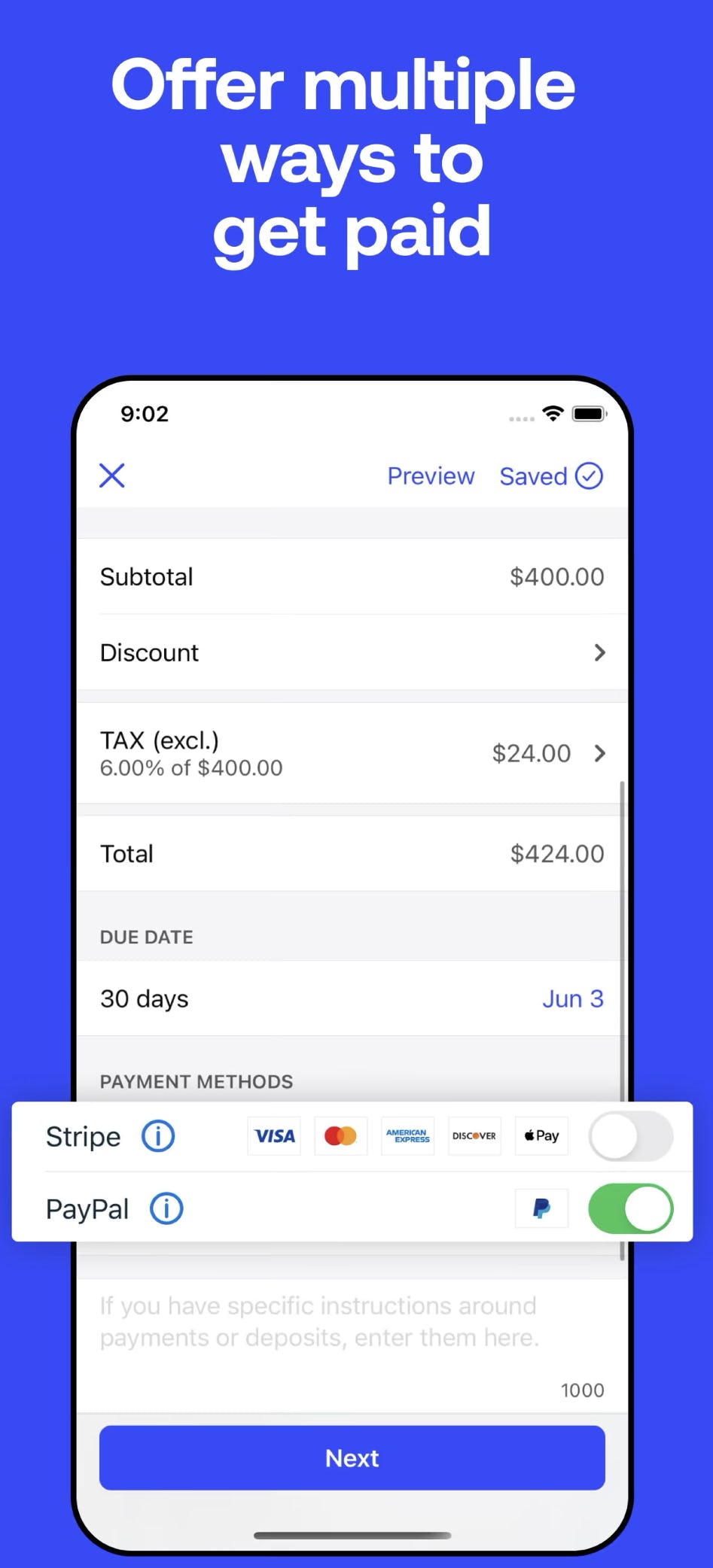 Invoice2go Software - Offering multiple ways to pay to ensure your clients have the options they want
