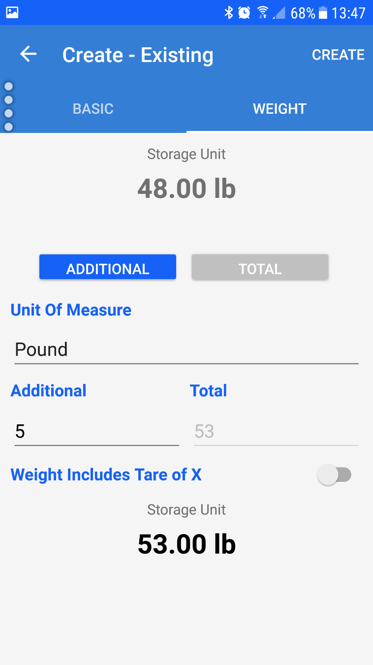 Capture Weight of Waste on Mobile App