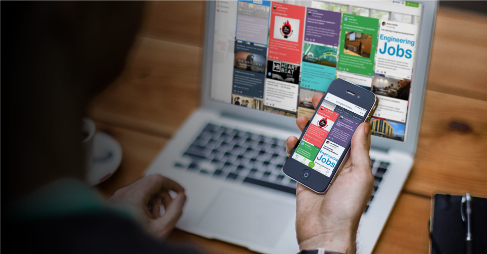 With HootBoard, content is not only available on kiosks but can also be broadcast to TVs or viewed on the web/mobile