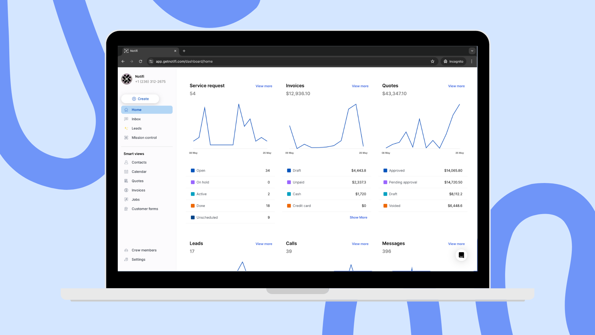 Notifi screenshot: Notifi Dashboard