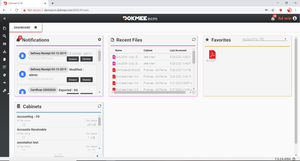 Dokmee ECM Software - Dokmee ECM: Dashboard