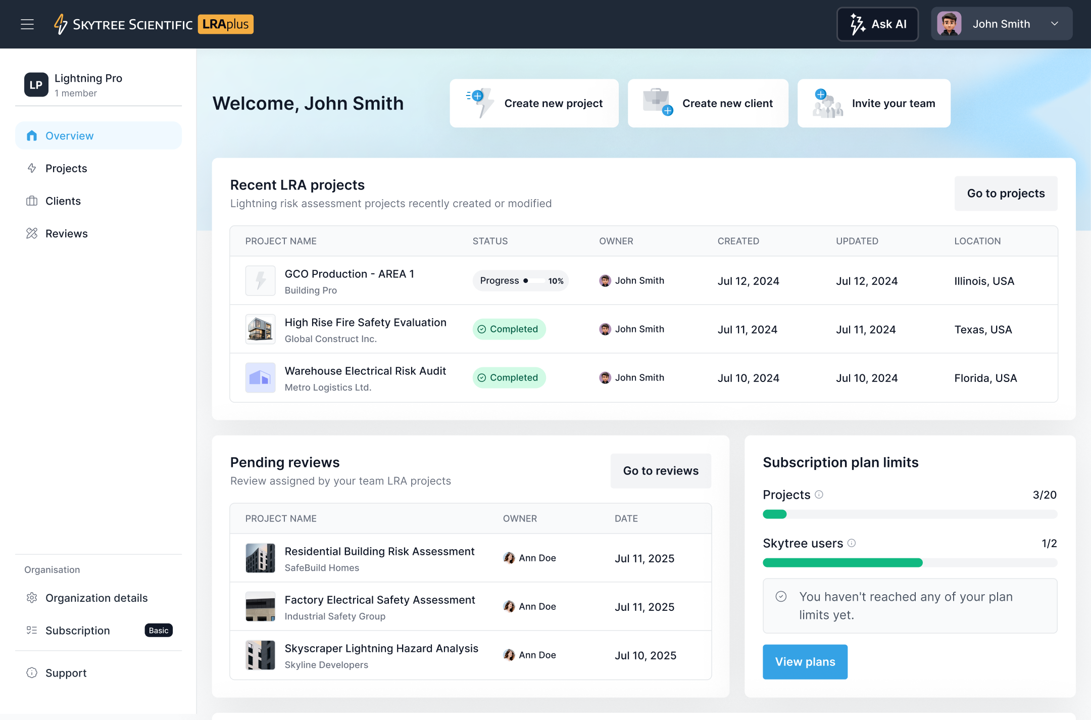 LRA Plus Software - LRA Plus dashboard - thumbnail