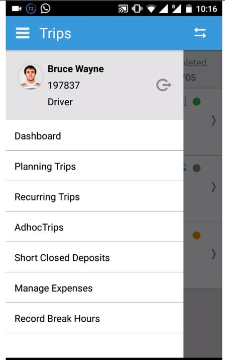 Ramco Logistics Software mobile application screenshot