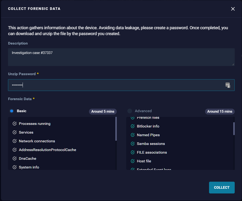 ReaQta-Hive screenshot: ReaQta's Hive Forensics tool gathers relevant information within minutes for efficient post-breach recovery and response.