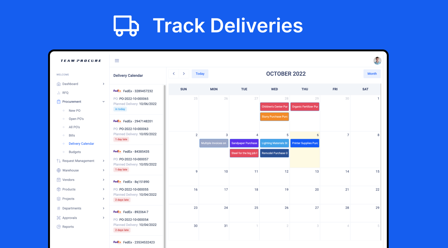 Track your waybills and deliveries with our built in calendar.