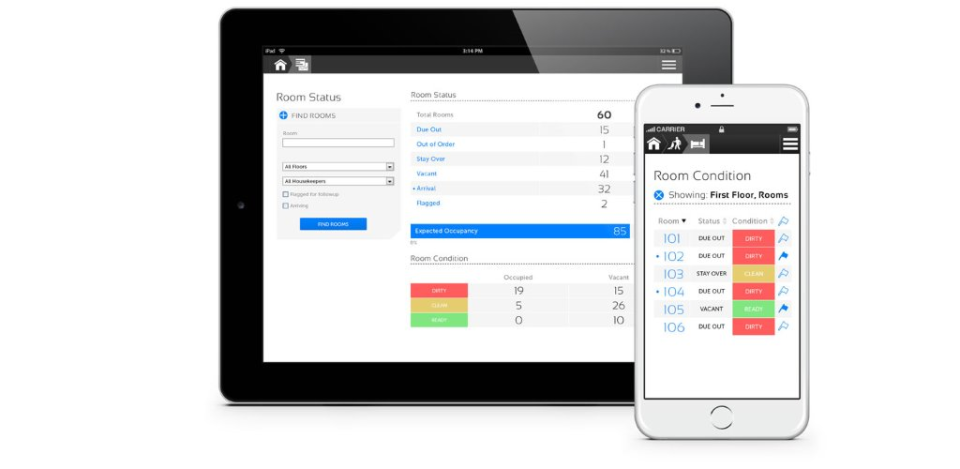SkyTouch Hotel OS Software - View room status updates in real-time and check room conditions while on-the-go
