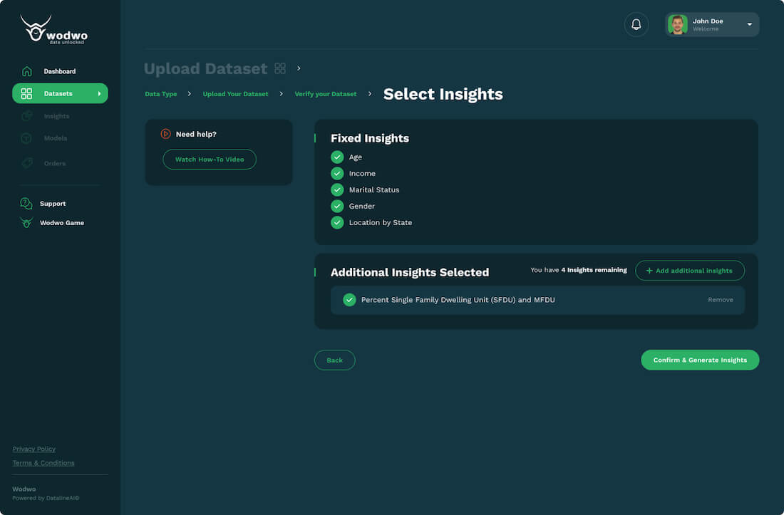 Wodwo screenshot: Select Insights