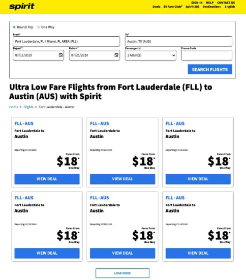 airline page example