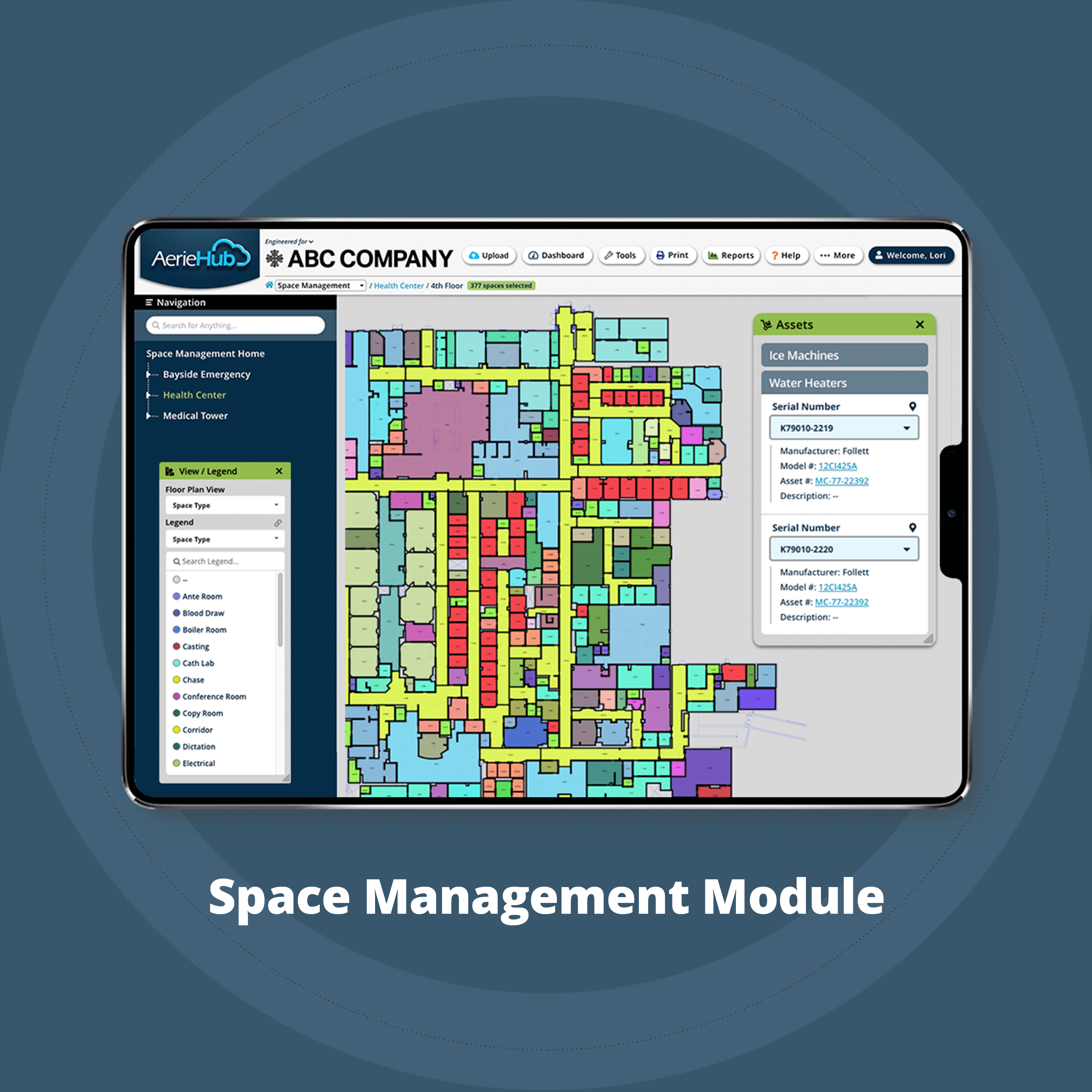 AerieHub screenshot: AerieHub space management