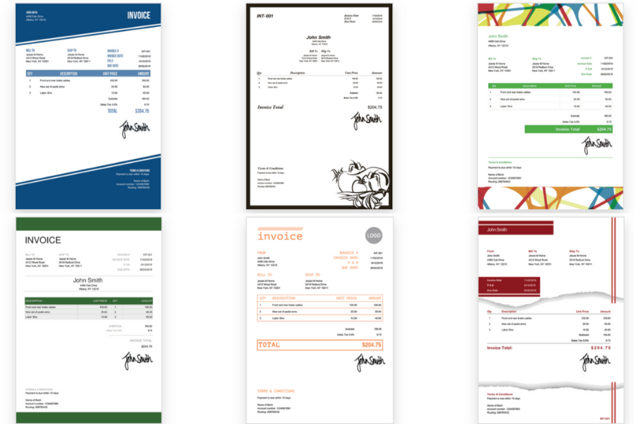 Invoice Home Software - Choose from a variety of templates