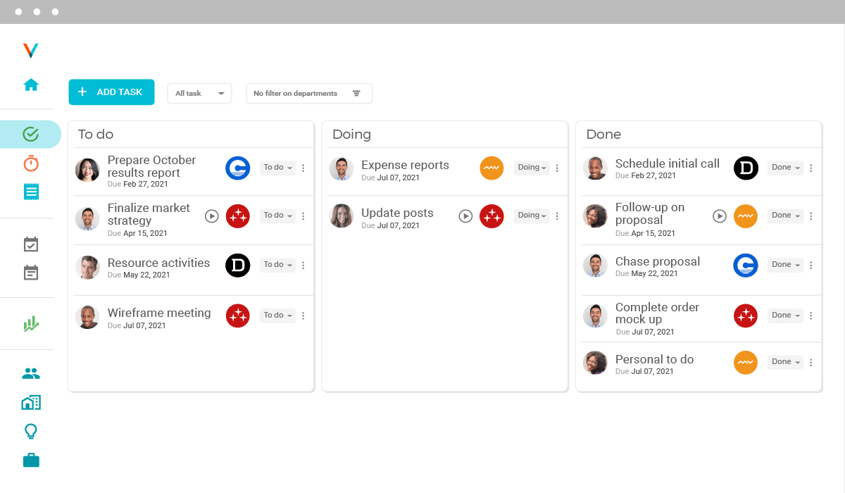 Allocate Tasks: Make sure things get done on time by setting tasks for yourself or your team on anything in your Quote to Cash cycle: clients, deals, projects and billing. Roll up billable task time into project time sheets or use the built-in timer.-thumb